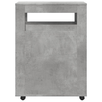 Mobile da Bagno Stretto con Ruote Grigio Cemento in Truciolato