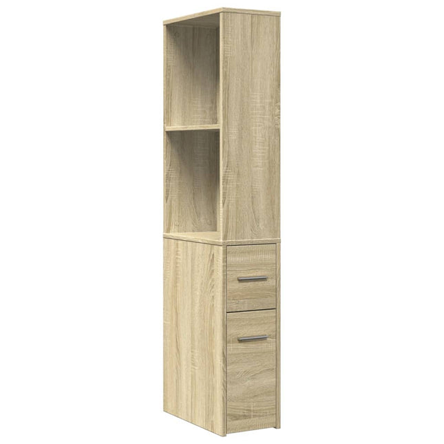Armadietto da Bagno Stretto con Ruote Rovere Sonoma Truciolato