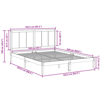 Giroletto Extra Lungo senza Materasso 160x220 cm Legno Massello