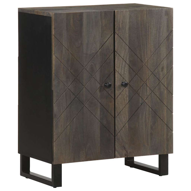 Credenze 3 pz Nere 60x33x75 cm in Legno Massello di Mango