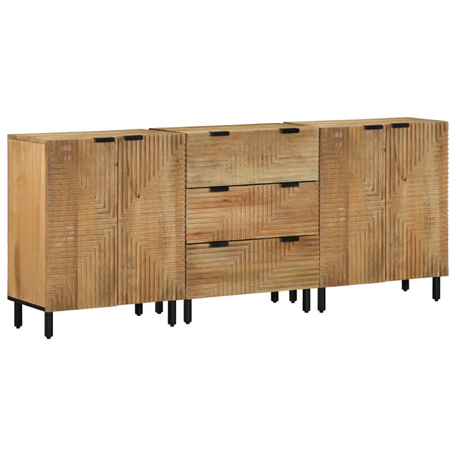 Credenze 3 pz Marrone 60x33x75 cm in Legno Massello di Mango