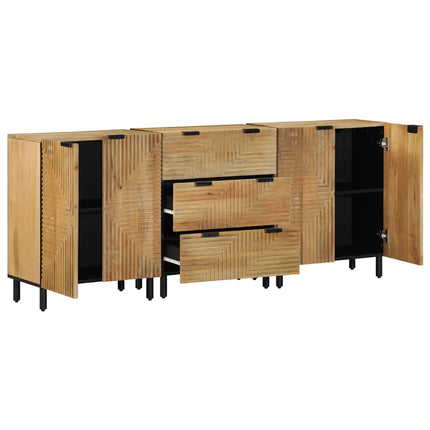 Credenze 3 pz Marrone 60x33x75 cm in Legno Massello di Mango
