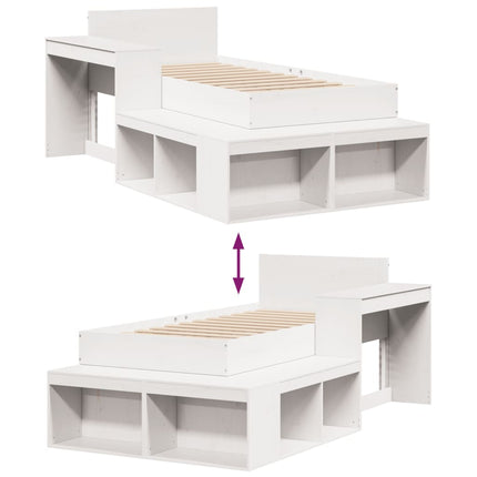 Letto senza Materasso Bianco 90x200 cm Legno Massello di Pino