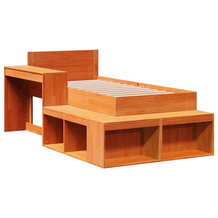 Letto senza Materasso Marrone Cera 90x200 cm Legno di Pino