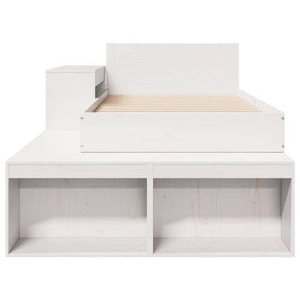 Letto senza Materasso Bianco 75x190 in Legno Massello di Pino