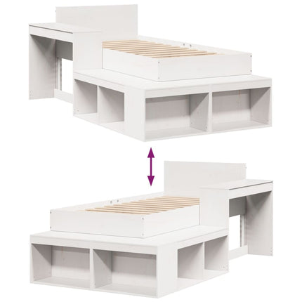Giroletto senza Materasso Bianco 80x200 cm Legno Massello Pino