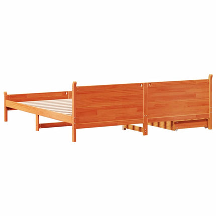 Letto senza Materasso Marrone Cera 200x200 cm in Legno di Pino