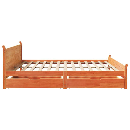 Letto senza Materasso Marrone Cera 180x200 cm in Legno di Pino