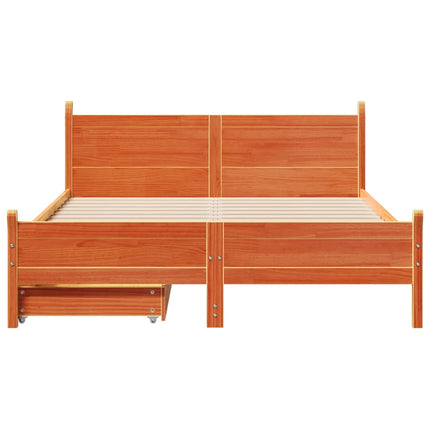 Letto senza Materasso Marrone Cera 150x200 cm in Legno di Pino