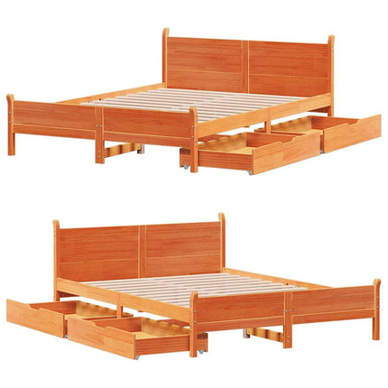 Letto senza Materasso Marrone Cera 150x200 cm in Legno di Pino