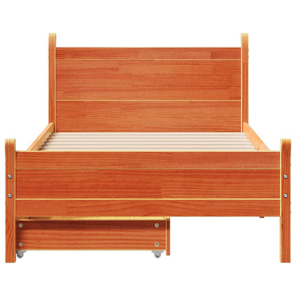Letto senza Materasso Marrone Cera 90x200 cm Legno di Pino