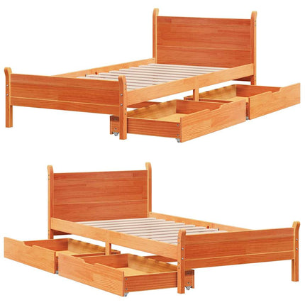 Letto senza Materasso Marrone Cera 90x190 cm in Legno di Pino
