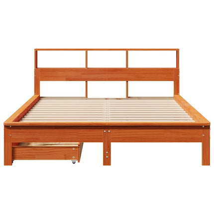 Letto Libreria senza Materasso Marrone Cera 160x200 cm in Pino