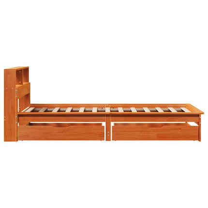Letto Libreria senza Materasso Marrone Cera 90x190 cm in Pino