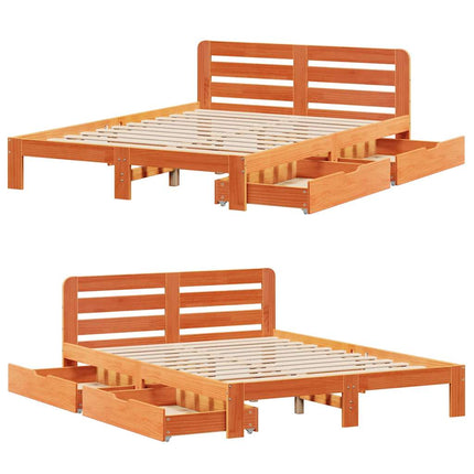 Giroletto senza Materasso Marrone Cera 160x200 cm Legno di Pino