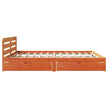 Giroletto senza Materasso Marrone Cera 200x200 cm Legno di Pino