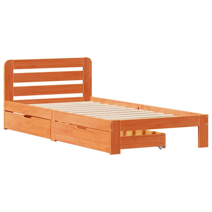 Letto senza Materasso Marrone Cera 90x190 cm in Legno di Pino