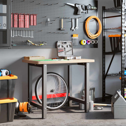 Banco Lavoro 100x60x83 cm Legno Massello Rovere Rettangolare