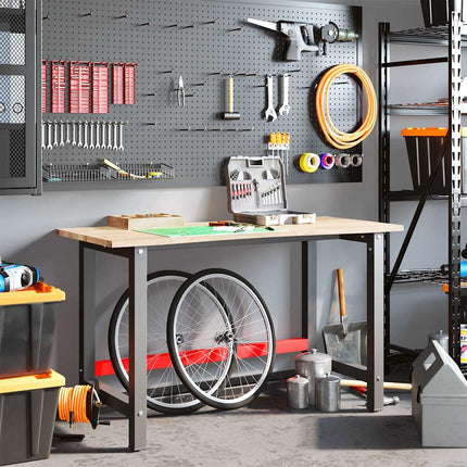 Banco Lavoro 140x60x81,5 cm Legno Massello Rovere