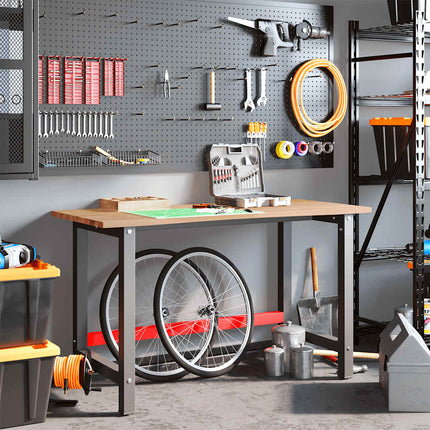 Banco Lavoro Marrone Chiaro 140x60x81,5cm Legno Massello Rovere