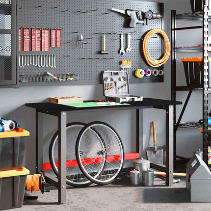 Banco Lavoro Marrone Scuro 140x60x81,5 cm Legno Massello Rovere