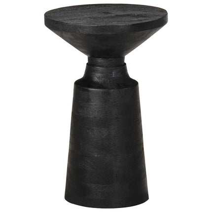 Tavolino da Salotto Nero Ã˜33x50 cm in Legno Massello di Mango