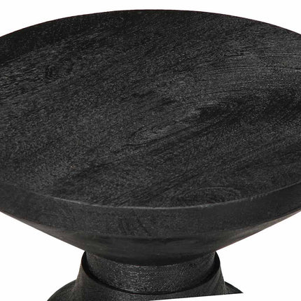 Tavolino da Salotto Nero Ã˜33x50 cm in Legno Massello di Mango