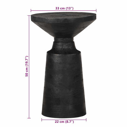 Tavolino da Salotto Nero Ã˜33x50 cm in Legno Massello di Mango