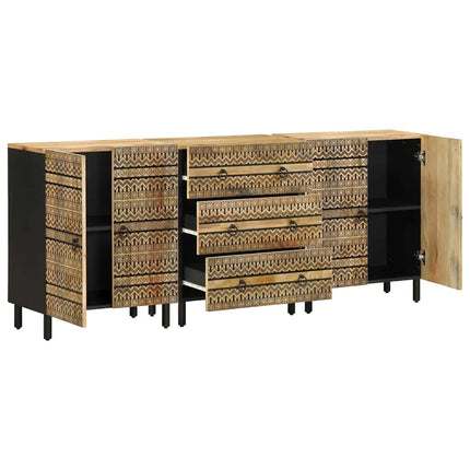 Credenze 3 pz in Legno Massello di Mango