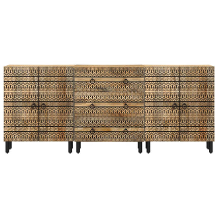 Credenze 3 pz in Legno Massello di Mango