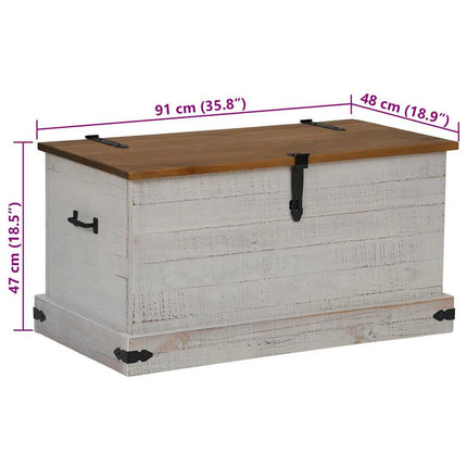 Cassapanca HALDEN Bianco 91x48x47 cm in Legno Massello di Pino
