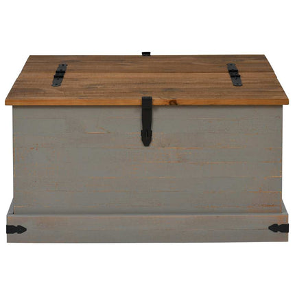Cassapanca HALDEN Grigio 91x91x47 cm in Legno Massello di Pino