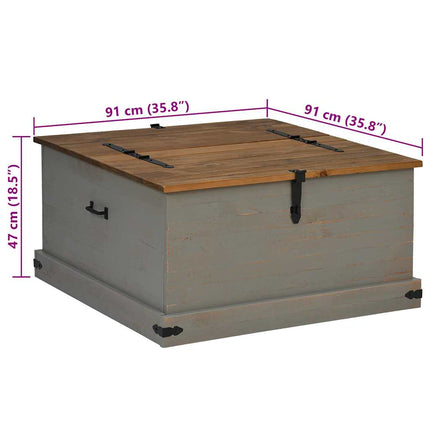Cassapanca HALDEN Grigio 91x91x47 cm in Legno Massello di Pino