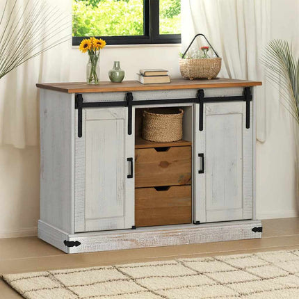 Credenza HALDEN 2 Ante Scorrevoli 112x40x80 cm Legno Massello