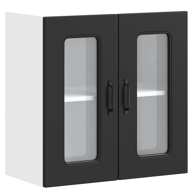 Pensile da Cucina con Porta in Vetro Kalmar Nero Truciolato