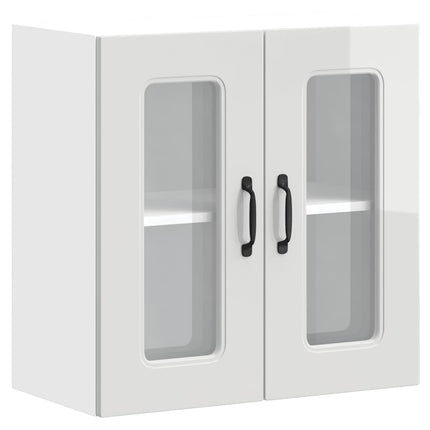 Pensile da Cucina con Porta in Vetro Kalmar Bianco Lucido