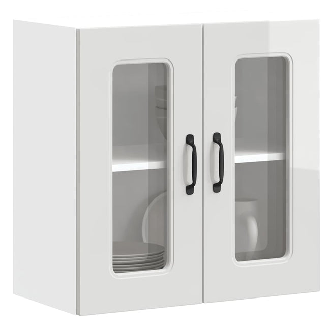 Pensile da Cucina con Porta in Vetro Kalmar Bianco Lucido