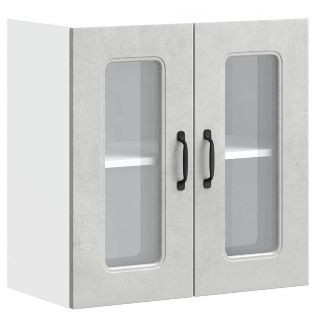 Pensile da Cucina con Porta in Vetro Kalmar Grigio Cemento