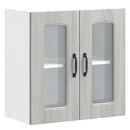Pensile da Cucina con Porta in Vetro Kalmar Grigio Sonoma