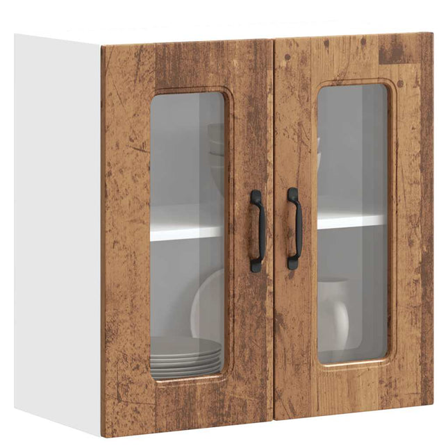 Pensile da Cucina con Porta in Vetro Kalmar Legno Vecchio