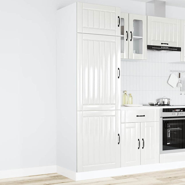 Armadio da Cucina Lucca Bianco Lucido in Legno Multistrato