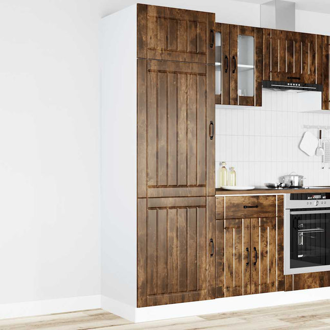 Armadio da Cucina Lucca Rovere Fumo in Legno Multistrato