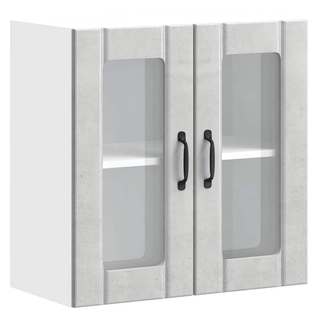 Pensile da Cucina con Porta in Vetro Lucca Grigio Cemento