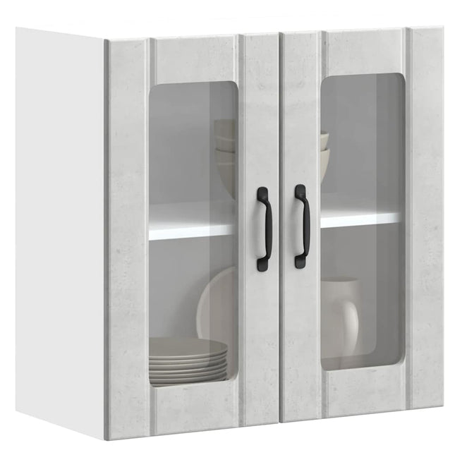 Pensile da Cucina con Porta in Vetro Lucca Grigio Cemento