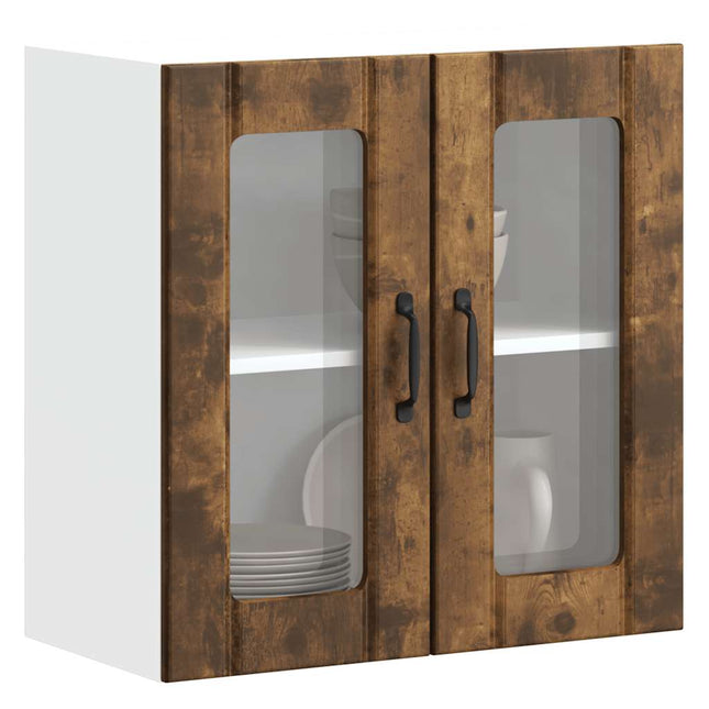 Pensile da Cucina con Porta in Vetro Lucca Rovere Fumo