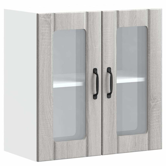 Pensile da Cucina con Porta in Vetro Lucca Grigio Sonoma