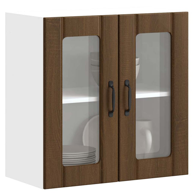 Pensile da Cucina con Porta in Vetro Lucca Rovere Marrone