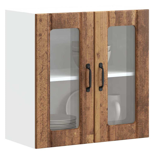 Pensile da Cucina con Porta in Vetro Lucca Legno Vecchio