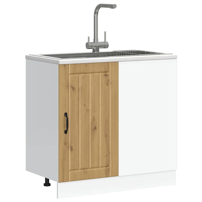 Mobile Base Lavello Lucca Rovere Artigianale Legno Multistrato