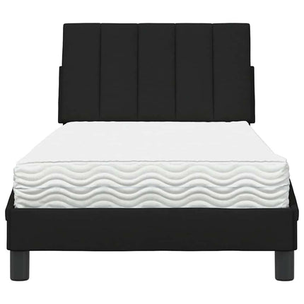 Letto con Materasso Nero 90x190 cm in Tessuto